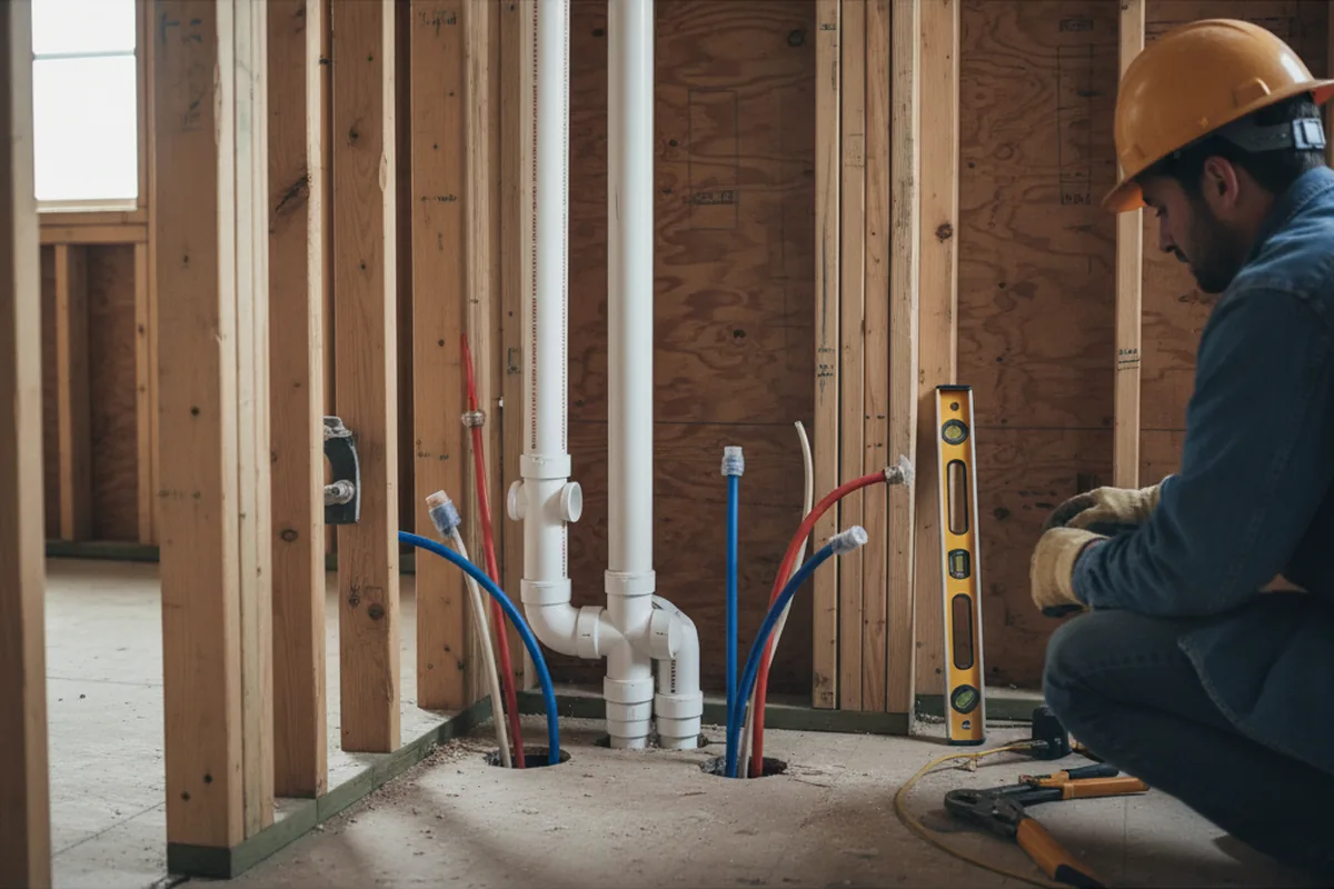 Drain and supply rough-in during Leak Detection in La Center